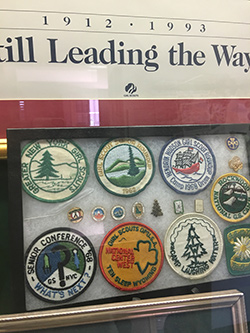 A set of patches and pins found in the Exhibit